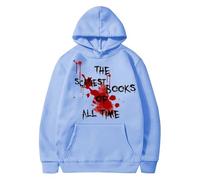 Sudaderas con capucha de Halloween para mujer, los libros más seariest de todos los tiempos, con bolsillos impresos, sudaderas con capucha para mujer, sudaderas con capucha para adultos 2025, azul