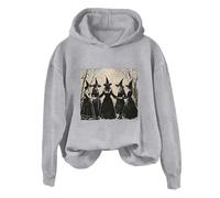 Sudaderas con capucha de Halloween para mujer, sudadera con capucha de bruja y otoño, sudaderas con capucha para adultos, disfraces de 2025, sudadera para mujer, gris, XXL