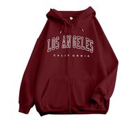 Sudaderas con capucha de Los Ángeles California para mujer, lindas letras, cremallera completa, con capucha, gráficos de anime de otoño, con cremallera, ajuste holgado, universidad, 2025, Y2K, a la