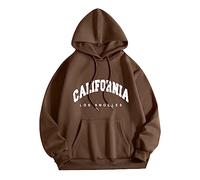 Sudaderas con capucha de Los Ángeles California para mujer, vintage, de manga larga, con capucha, de anime universitario, con cordón, letra y bolsillo, sudaderas estéticas de Los Ángeles, lisas