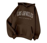 Sudaderas con capucha de Los Ángeles Western para mujer, con forro polar, vintage, con estampado de letras gráficas, atléticas, para invierno, otoño, casual, para el campo, de anime, café, M