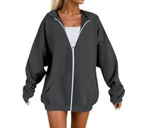 Sudaderas con capucha de moda con cremallera para mujer Y2K con capucha Preppy 2026, color sólido, casual, tops Workou con diseños, ajuste holgado, vintage, otoño, personalizable, estética, delgada