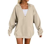 Sudaderas con capucha de moda con cremallera para mujer Y2K con capucha Preppy 2026, color sólido, casual, tops Workou con diseños, ajuste holgado, vintage, otoño, personalizable, estética, delgada
