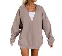 Sudaderas con capucha de moda con cremallera para mujer Y2K con capucha Preppy 2026, color sólido, casual, tops Workou con diseños, ajuste holgado, vintage, otoño, personalizable, estética, delgada