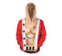 Sudaderas con capucha de Navidad de gran tamaño para mujer, con impresión digital 3D, cuello redondo, jersey de impresión extraña, ropa de pareja, disfraz de fiesta casual para interiores y exteriores