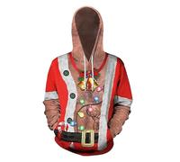 Sudaderas con capucha de Navidad de gran tamaño para mujer, con impresión digital 3D, cuello redondo, jersey de impresión extraña, ropa de pareja, disfraz de fiesta casual para interiores y exteriores