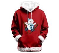 Sudaderas con capucha de Navidad para mujer del Reino Unido, divertidas sudaderas con estampado gráfico de Papá Noel, con ribete de piel sintética de gran tamaño, suéter térmico de invierno, ropa