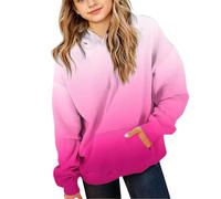 Sudaderas con capucha de teñido anudado para niñas, sudaderas con capucha de gran tamaño con bolsillo, manga larga, a la moda, degradado, para niños, lindo suéter preppy Y2k ropa de calle, rosa, 13-14