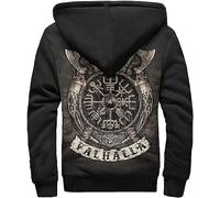 Sudaderas con capucha de vellón vikingo Sudaderas con capucha con gráficos de mitos nórdicos Sudaderas con capucha gruesas de invierno Sudadera con capucha vintage Sudaderas con capucha y cremallera(B