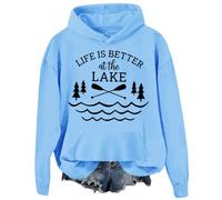 Sudaderas con capucha Life Is Better At The Lake, Azul (carolina blue), L