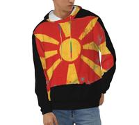 Sudaderas con Capucha Macedonia del Norte Bandera Nacional Manga Larga Sudadera Otoño Invierno Térmica Tops con Bolsillos Estilo Clásico del Reino Unido Sudaderas De Trabajo