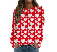 Sudaderas con capucha para el día de San Valentín 2026, para mujer, estilo casual, estampada, manga larga, cuello redondo, 3, rosso, L