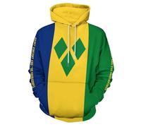 Sudaderas Con Capucha Para Hombre Bandera De San Vicente Y Las Granadinas Suave Oversize 3D Hoodie Con Bolsillos Amarillo Verdoso Casual Ligero Cómodo Jersey Otoño Deportivo Streetwear Sudadera