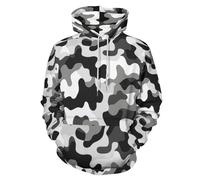 Sudaderas con Capucha para Hombre Camuflaje Simple Suave Oversize 3D Hoodie con Bolsillos Gris Carbón Textura De Estilo Urbano Casual Ligero Cómodo Jersey Otoño Deportivo Streetwear Sudadera