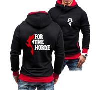 Sudaderas con Capucha para Hombre con Bolsillo para The Horde Sudadera con Capucha De Color En Contraste Chaqueta con Media Cremallera Sudaderas-Black Red||S