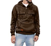 Sudaderas con capucha para hombre, con cremallera de 1/4, chaqueta táctica de combate, chaqueta a prueba de viento, estilo vintage, color sólido, con capucha, con bolsillo tipo canguro, entrenamiento