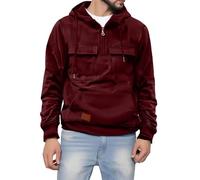 Sudaderas con capucha para hombre, con cremallera de 1/4, chaqueta táctica de combate, chaqueta a prueba de viento, estilo vintage, color sólido, con capucha, con bolsillo tipo canguro, entrenamiento