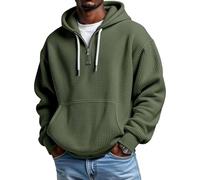 Sudaderas con capucha para hombre, con cremallera de un cuarto de punto, para el trabajo, gimnasio, deportes, talla grande, sudadera atlética, sudadera de manga larga con bolsillo, 01 Verde Ejército