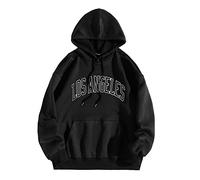 Sudaderas con capucha para hombre, con estampado de Los Ángeles, vintage, deportivas, con estampado de dibujos animados Y2K, para adolescentes, cuello redondo, con cordón, letras de anime, sudaderas
