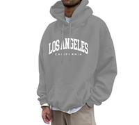 Sudaderas con capucha para hombre, con estampado vintage de Los Ángeles, con cordón, letras impresas personalizadas con capucha para adolescentes, trajes de anime de manga larga con hombros caídos