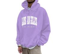 Sudaderas con capucha para hombre de Los Ángeles California, con gráfico sólido, sin botones, finas, con capucha, casual, con cordón, manga larga, para otoño, hombros caídos, comodidad 2025, Morado