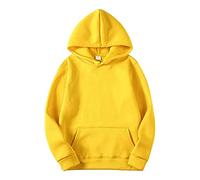 Sudaderas con capucha para hombre, de manga larga, color liso, suave, cómoda, con capucha, para adultos, primavera, otoño, con bolsillos, para deportes, correr, trabajo y descanso, amarillo, L