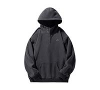 Sudaderas con capucha para hombre del Reino Unido, sudaderas de forro polar de color sólido con bolsillos y bordado, cuello alto con cremallera de un tercio, camisetas de fitness, casual, holgada