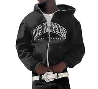Sudaderas con capucha para hombre, diseño de anime de Los Ángeles, estilo vintage, para otoño, para adolescentes, estilo occidental, casual, liso, para universidad, Y2K, a la moda, Negro, XXL