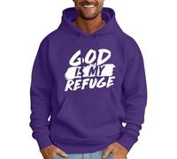 Sudaderas con capucha para hombre, diseño gráfico de God Is My Refuge, sudadera de manga larga con bolsillo, suéter casual de moda con capucha para otoño e invierno (morado, L)