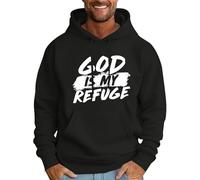 Sudaderas con capucha para hombre, diseño gráfico de God Is My Refuge, sudadera de manga larga con bolsillo, suéter casual de moda con capucha para otoño e invierno (negro, XXL)