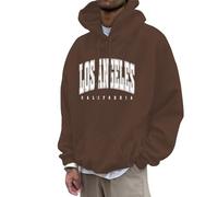 Sudaderas con capucha para hombre, diseño vintage de Los Ángeles, California, con estampado de estilo universitario, hombros caídos, con capucha, para hombre, manga larga, cordón, letras, informales