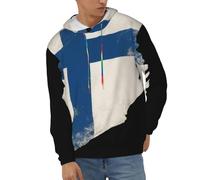 Sudaderas con Capucha para Hombre Finlandia Bandera Nacional Sudadera con Capucha Top Patchwork Manga Larga Hoody Tops Casual Bolsillos Estilo Clásico del Reino Unido Sudaderas De Trabajo