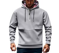 Sudaderas con capucha para hombre, manga larga, cremallera de un cuarto, con forro para césped, cómoda, color sólido, holgada, mezcla pesada, con cordones y puños elásticos, abrigos de otoño e
