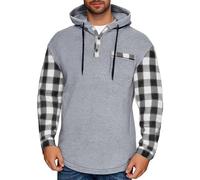 Sudaderas con capucha para hombre, manga larga, cuello abotonado, sudadera con capucha a cuadros de bloque de color, sudadera de calentamiento suelto para otoño e invierno, abrigos con cordones y