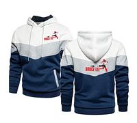Sudaderas con Capucha para Hombre para Bruce Lee Suéter De Lana con Estampado Sudadera con Capucha Informal Top con Capucha De Manga Larga De Primavera-White||XL