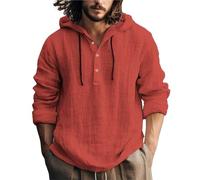 Sudaderas con capucha para hombre Reino Unido: Camisa de algodón y lino con capucha lisa, tops tipo sudadera con capucha casual con cordón de color sólido, camisetas con capucha para hombre de verano