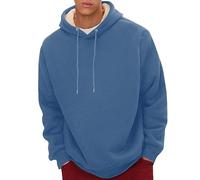Sudaderas con capucha para hombre, sudaderas de forro polar para hombre, mullidas, térmicas, lisas, lisas, cálidas, de manga larga, de gran tamaño, sudadera casual cálida, azul marino, L