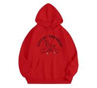 Sudaderas con capucha para mujer, a la moda, casual, holgada, con capucha Let's Get This Bread para otoño e invierno, nueva versión coreana con sombrero y sudadera con capucha de terciopelo, rosso