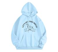 Sudaderas con capucha para mujer, a la moda, casual, holgada, con capucha Let's Get This Bread para otoño e invierno, nueva versión coreana con sombrero y sudadera con capucha de terciopelo, azul