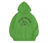 Sudaderas con capucha para mujer, a la moda, casual, holgada, con capucha Let's Get This Bread para otoño e invierno, nueva versión coreana con sombrero y sudadera con capucha de terciopelo, verde, M
