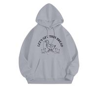 Sudaderas con capucha para mujer, a la moda, casual, holgada, con capucha Let's Get This Bread para otoño e invierno, nueva versión coreana con sombrero y sudadera con capucha de terciopelo, gris, M