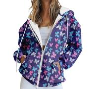 Sudaderas con capucha para mujer, chaquetas de invierno con bolsillos, sudadera con capucha de gran tamaño con cremallera, sudaderas sueltas de mariposa de fantasía para mujer, suéter de manga larga