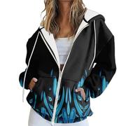 Sudaderas con capucha para mujer, chaquetas de invierno con bolsillos, sudadera de gran tamaño con cremallera, estampados florales de fantasía, sudaderas sueltas para mujer, camisetas de manga larga