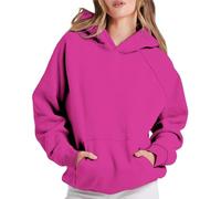 Sudaderas con capucha para mujer, clásicas con cordón, cuello en V, manga larga, suaves, cómodas, color liso, a la moda, con bolsillos, hot pink, XXL