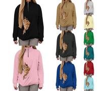 Sudaderas con Capucha para Mujer con Bolsillo para Mascotas de Manga Larga con Canguro Bolsillo para Gatos y Cachorros Camisetas de Gran Tamaño con Bolsillo Grande para Animales Pequeños