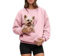 Sudaderas con Capucha para Mujer con Bolsillo para Mascotas de Manga Larga con Diseño de Canguro para Gatos y Cachorros Camisetas de Gran Tamaño con Bolsillo Grande para Animales Pequeños