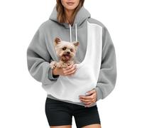 Sudaderas con Capucha para Mujer con Bolsillo para Mascotas de Manga Larga con Diseño de Canguro para Gatos y Cachorros Camisetas de Gran Tamaño con Bolsillo Grande para Animales Pequeños