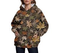 Sudaderas con capucha para mujer, con bolsillos de hoja de arce, ajuste holgado, camuflaje, floral, con capucha, a la moda, para invierno, cómoda, casual, otoño, rosso, XL