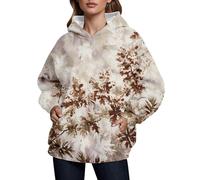 Sudaderas con capucha para mujer, con bolsillos de hoja de arce, ajuste holgado, camuflaje, floral, con capucha, a la moda, para invierno, para mujer, para otoño, cómoda y casual, amarillo, XL