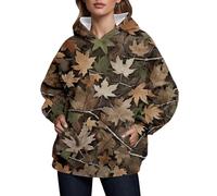 Sudaderas con capucha para mujer, con bolsillos de hoja de arce, ajuste holgado, camuflaje, floral, con capucha, a la moda, para invierno, cómoda, casual, otoño, dorado, XXL